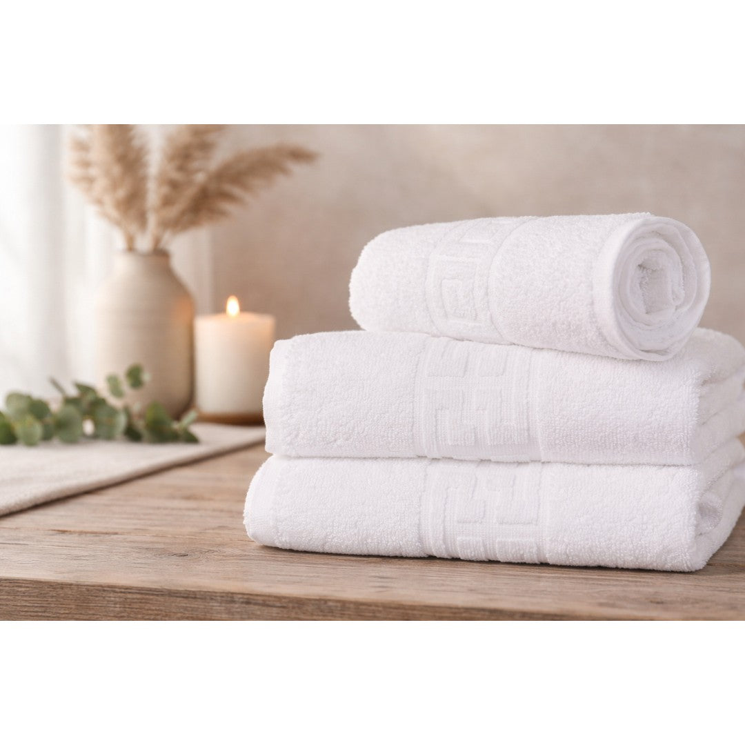 Set 12 prosoape de baie, albe, 50x90, Lasani Collection, 550gr.